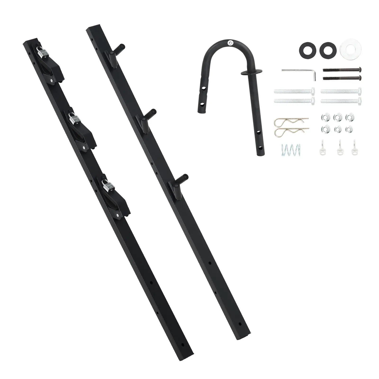 3-Place Heavy Duty Steel Trimmer Rack, Tool Holders with Safety Lock & Vibration Damping, 3-Tool Carry Landscaping Equipment Storage Bracket, Service Truck Ready & Compatible with Open/Closed Trailers