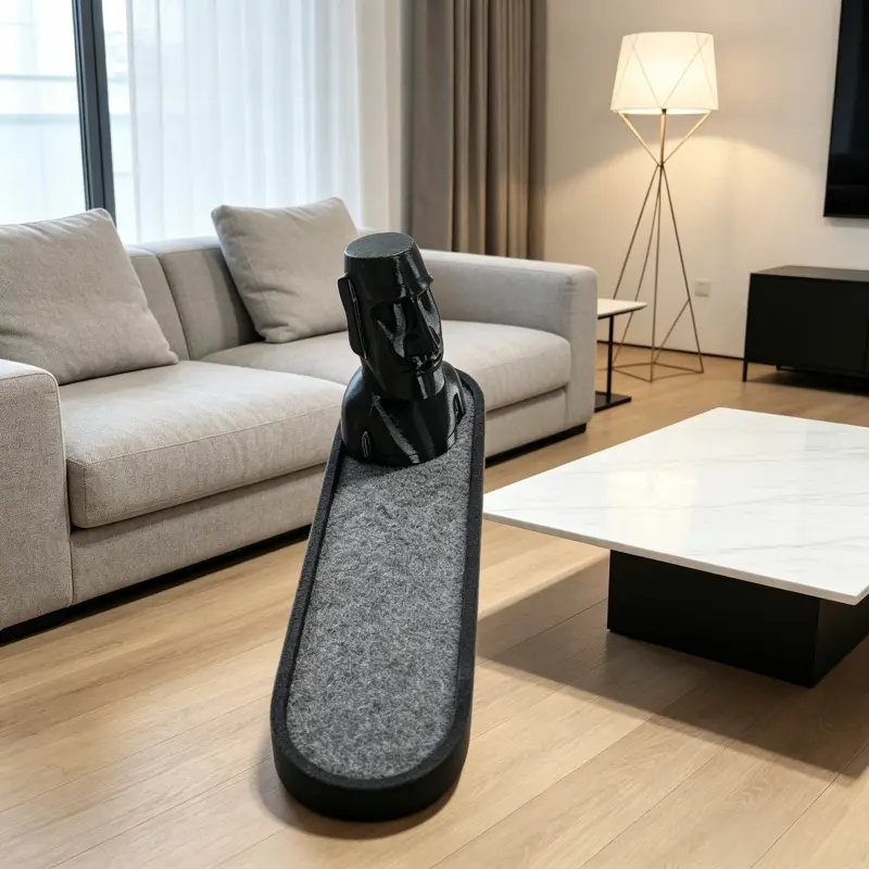 Black Moai Statue Incense Holder, Easter Island Stone Head Incense Burner with Ash Catcher Tray