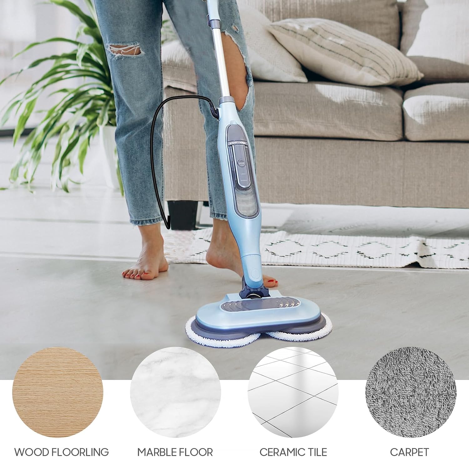4 Pack Replacement Steam Mop Pads for Shark S8201 S7001 S8001 S7201 S7000AMZ S7000 S7005 S7020 S7001C Steam Mop, Steam & Scrub All-in-One Scrubbing and Sanitizing, Dirt Grip Scrub Washable Pad