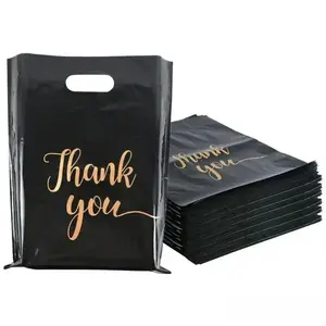 2026 New Thank You Letter Pattern Handheld Plastic Gift Bags, Creative Flat Pocket Treat Bags, Multi-Occasion Gift Packaging Pouches for Wedding, Birthday Party & Graduation Gift Wrapping