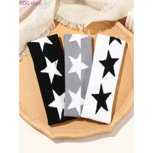3pcs Star Hip-Hop Wide Elastic Hair Bands, Casual Fashion Simple Knitted Sports Headbands, Chic Headbands, All Seasons Plain Style, Workout Headband, Athletic Headbands