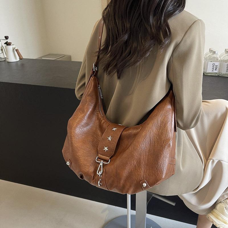 Women's large-capacity tote bag, 2025 new casual bag, fashionable retro shoulder crossbody bag, niche dumpling bag women handbags luxury designer real