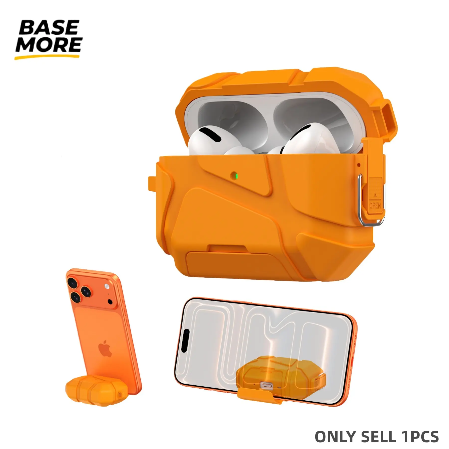 High-Quality Silicone Earbud Case with Safety Lock, Compatible with AirPods Pro/pro2/pro3/AirPods 4, Shockproof and Durable, Includes Metal Carabiner