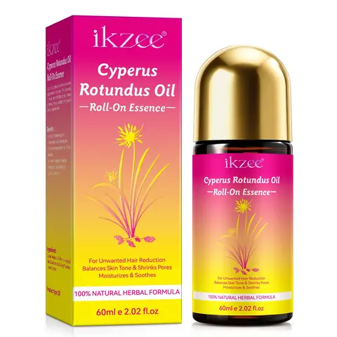 ikzee Roll-On Cyperus Rotundus Oil Hair Removal, your summer hair removal companion, soothes dry skin and discomfort, suitable for sensitive skin, reduces the appearance of unwanted hair, and leaves skin looking smoother and more even