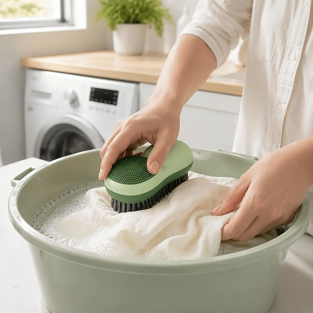 Double-Sided Laundry Brush - Gentle Cleansing Tool for Household & Shoe Care, Non-Damaging to Clothes, Easy to Use