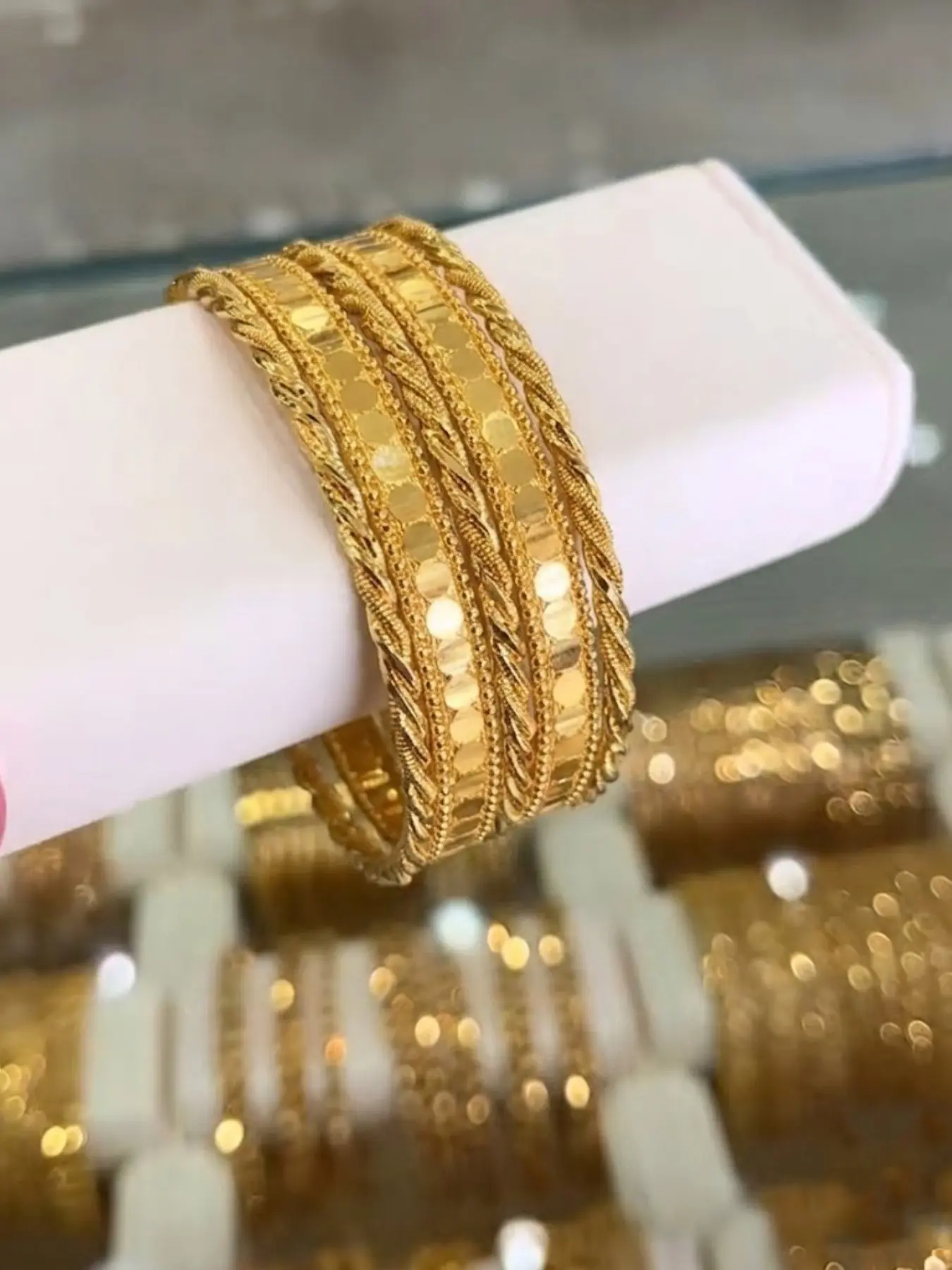 5-Piece Set 24k Gold Plated Bracelets, Rust-Resistant, Stackable Golden Bangle Set, Dubai Luxury Open Cuff, Arabic Style Jewelry, Fade-Proof, Exquisite Cuff