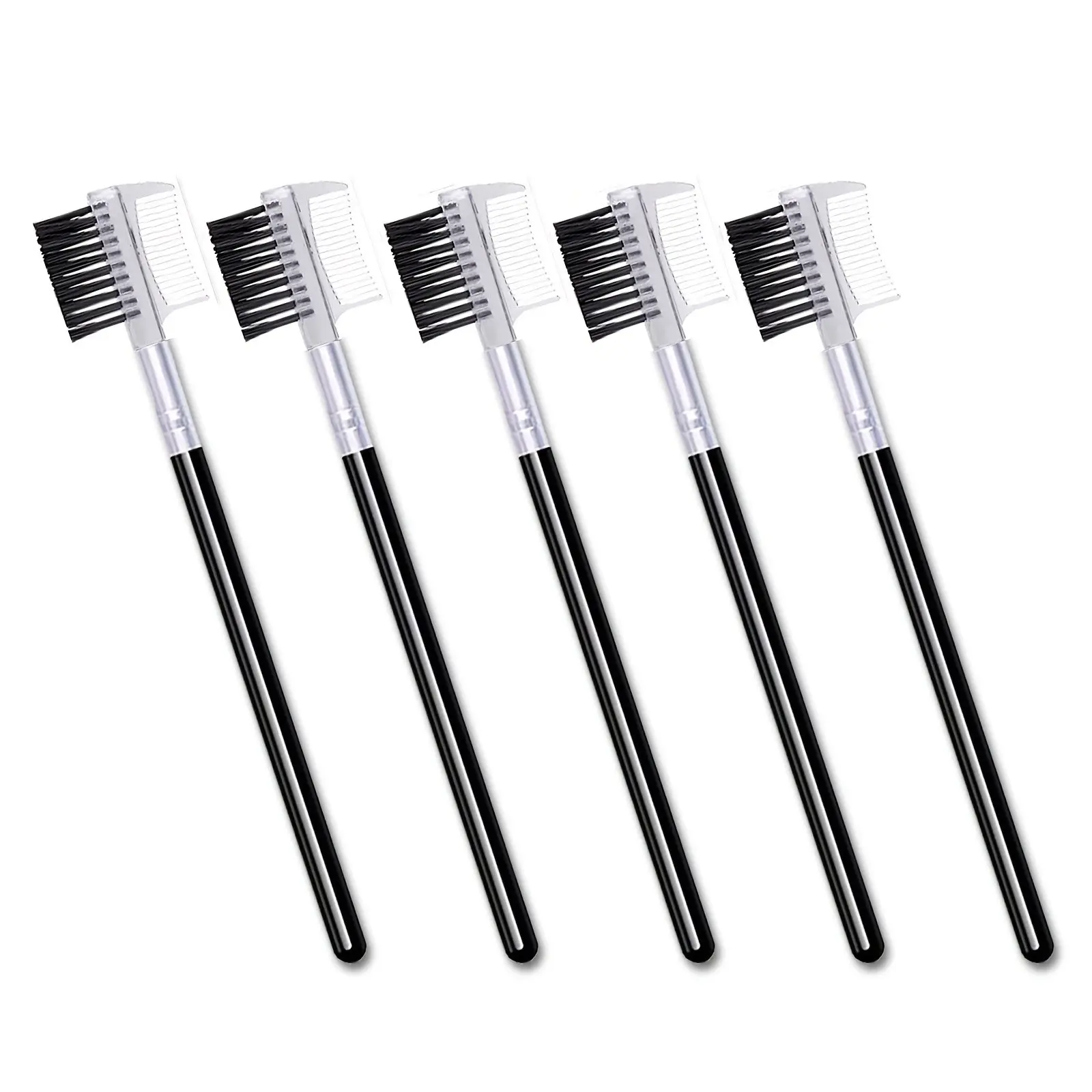 5-Piece Single-Head Eyelash Brush Set, Precision Cosmetics Makeup Tool, Home & Professional Use, Multi-Pack Plastic Makeup Brushes