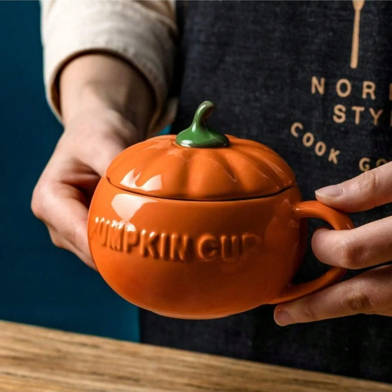 Halloween Pumpkin Coffee Cup Set, Tableware with Spoon, 320ML Reusable Ceramic Mug, Handle Tea Cup, Couple's Pumpkin Tea Cup