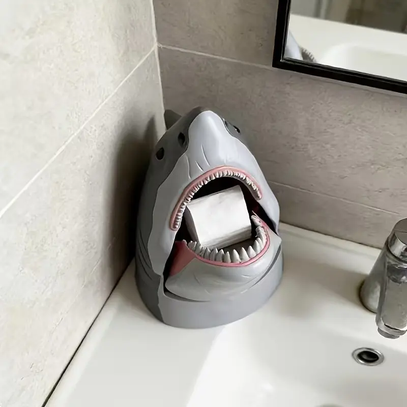 Luxury Shark Design Toilet Paper Holder, Durable Plastic Desktop Organizer, Large Capacity, Decorative Home Decor for Bathroom, Living Room, Bedroom, Bathroom Accessories