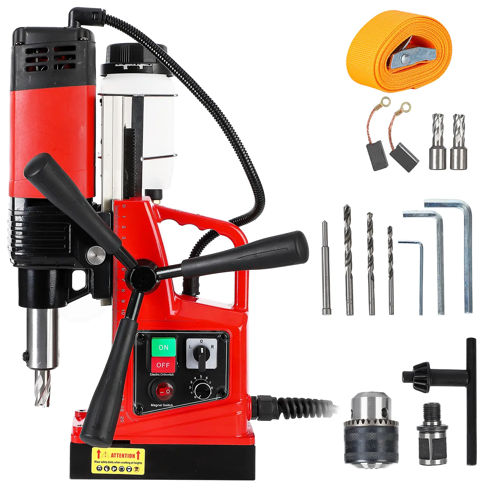 1300W Portable Magnetic Drill Press for Metal - 1.6" Boring Diameter, 810RPM, 2922lbf Power, Electric Mag Drill, Industrial & Home Use - Includes Drill Bit