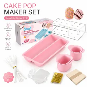 Cake Pop Maker Set, Complete Baking Kit with Silicone Molds, Acrylic Stand, Sticks & Bags, DIY Cake Pops, Party Desserts and Treats