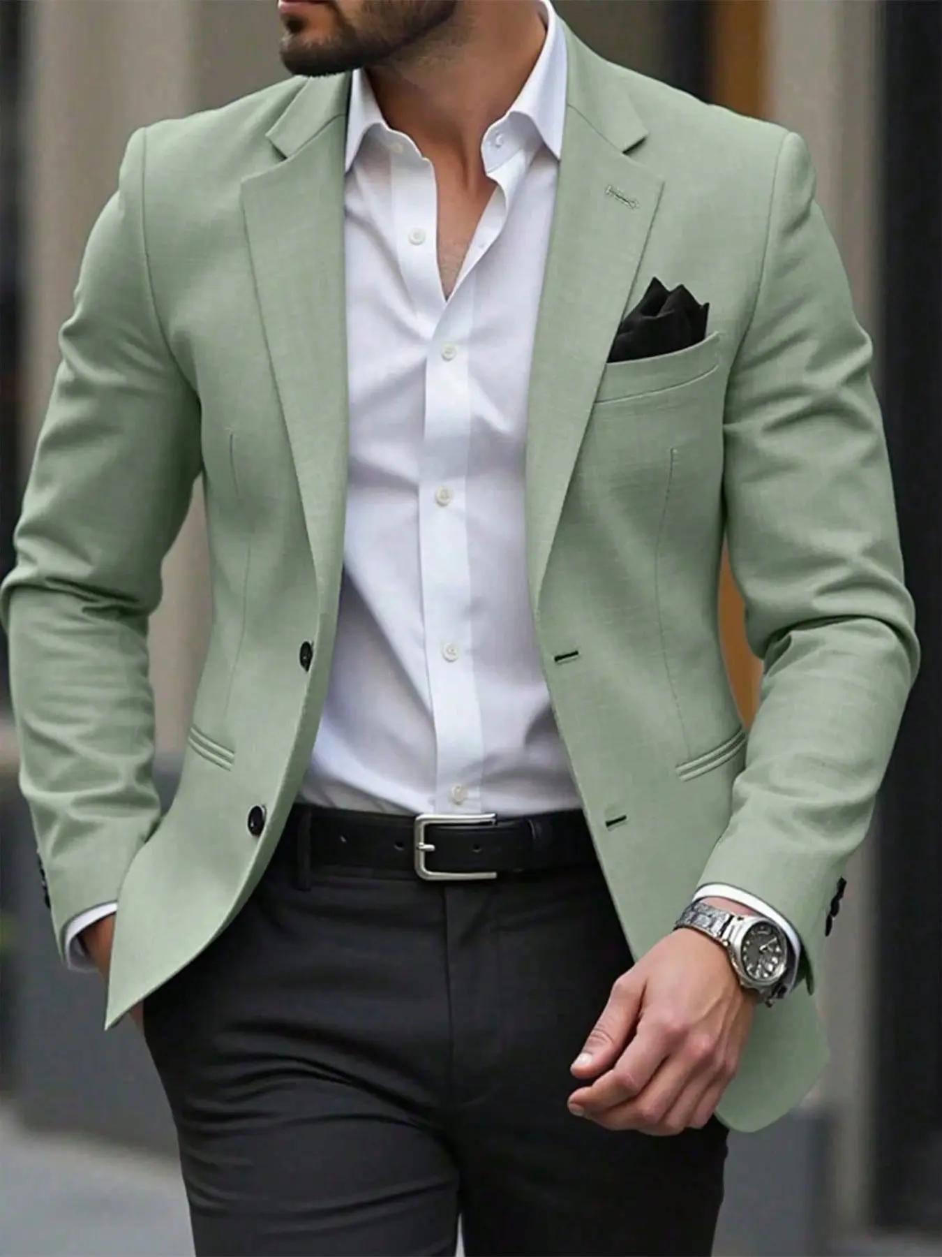 Men's Blazer Coat, Fashion Solid Color, Fabric, Suitable for Casual Business, Essential Business Attire, Wedding Party, Dinner, Streetwear, Long Sleeve, Fitted, Spring & Fall