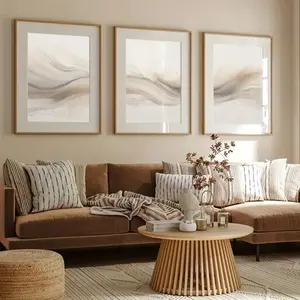 3 Pieces Neutral Abstract Canvas Art, Modern Minimalist Brushstroke Wall Mural, Simple Texture Home Art, Contemporary Gallery Decor, Neutral Tone Painting, Wall Decor for Living Room and Bedroom, Framed or Unframed.