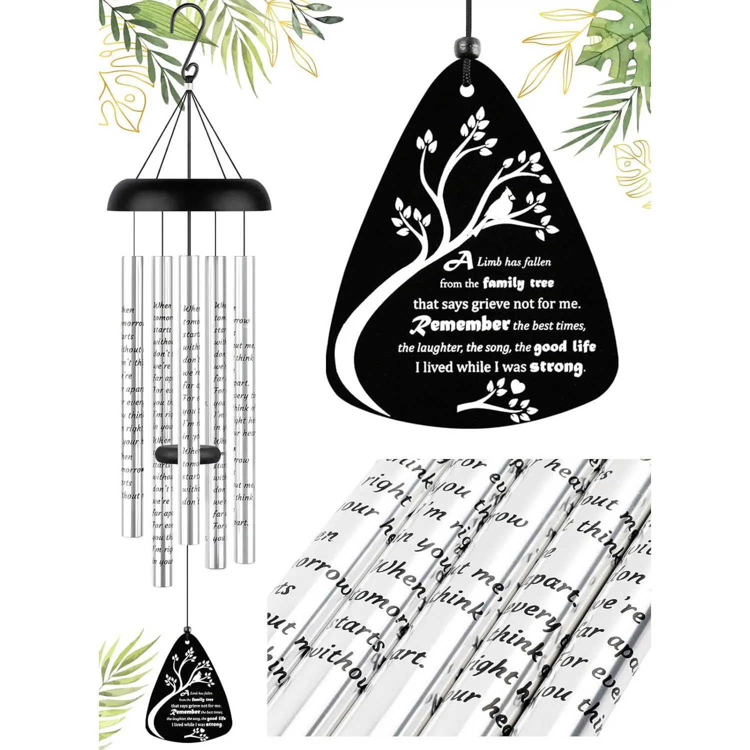Memorial Gifts Wind Chimes - Sympathy  for Loss of Dad Mother, Windchimes in Memory of a Loved  for Bereavement Condolence Grief Funeral Condolences Remembrance Grieving,