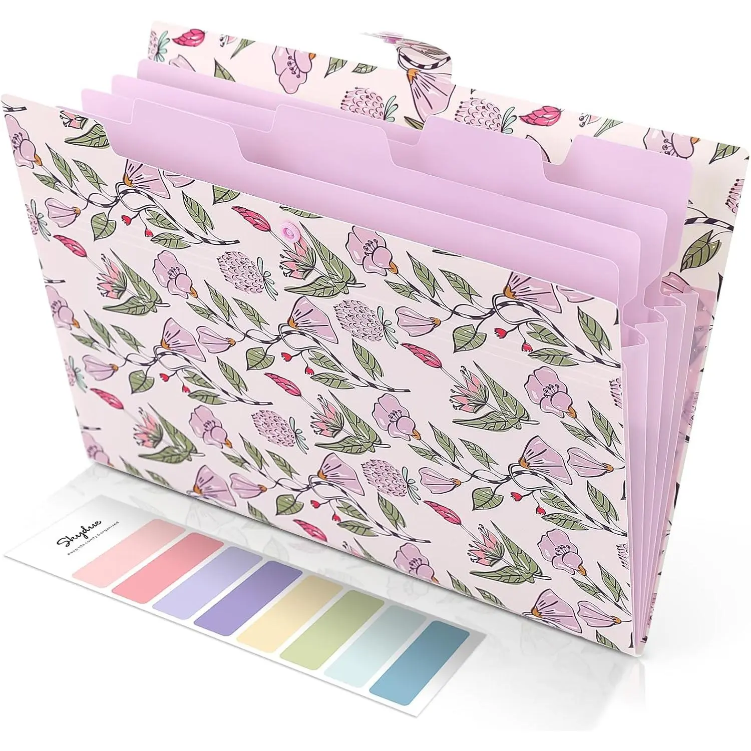 Accordion File Organizer, Floral Expanding File Folders with 5 Pockets, Cute Document Organizer for Paper Bills Receipt Storage, School Office &  Supplies Letter/A4 Size Light