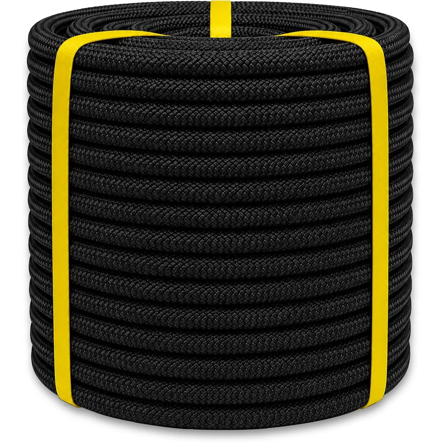 1/2"x100ft Polyester Arborist Pulling Rope - 48-Strand Braided, High Strength for Tree Rigging, Swing - Black