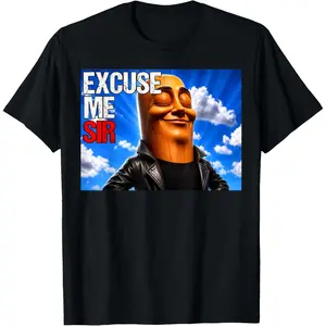 Excuse Me Sir Funny Tung Tung Sahur Brainrot Meme T-Shirt