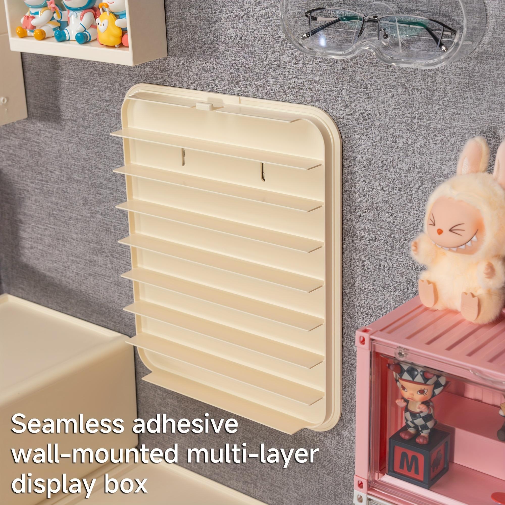 Wall-Mounted Display Cabinet Shelf, Display Cabinet Collectibles, 8-Tier Organizer for Small Figurines, Dustproof Storage Rack for Dolls & Blind Boxes, Transparent Plastic Multi-Grid Shelves