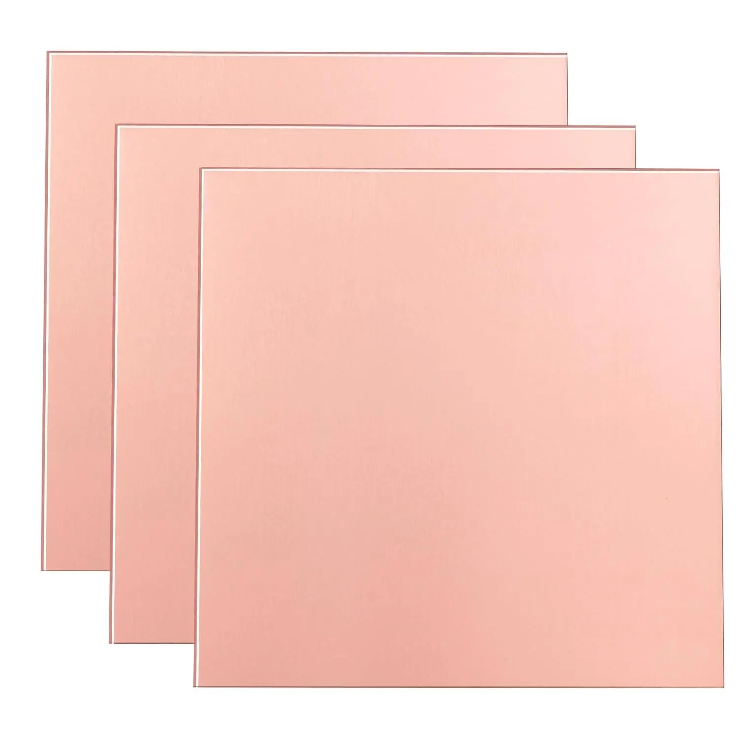 Women's High Purity Solid Copper Craft Sheets, 3-Pack 4"x4" Square Cut 24Gauge(0.5mm) Thickness, Film-Attached Plates for Jewelry Making, Architectural Decoration