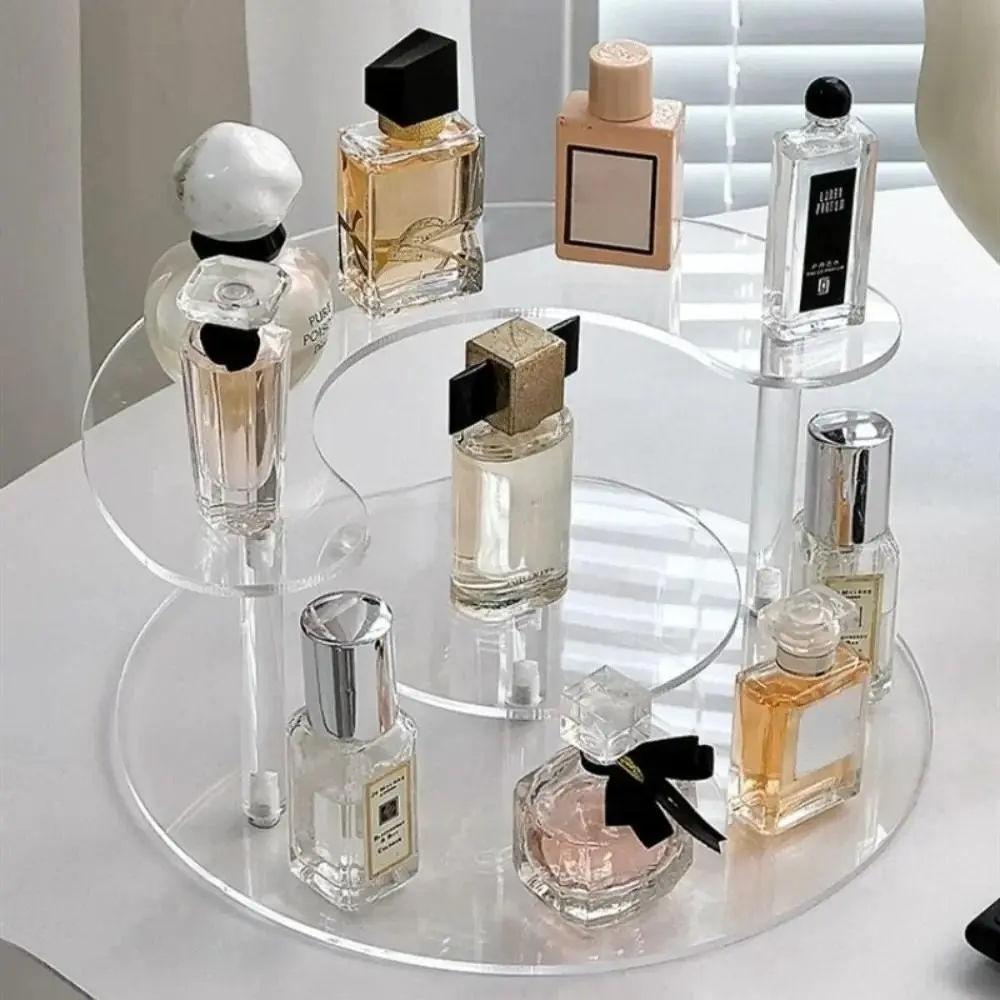Three-Tier Semi-Circular Transparent Acrylic Perfume Display Rack, Cosmetics Organizer, Clear Organizer, Lipstick Makeup Sample Holder, Elegant Storage Solution, Cosmetic Organizers, Cosmetic Organiser