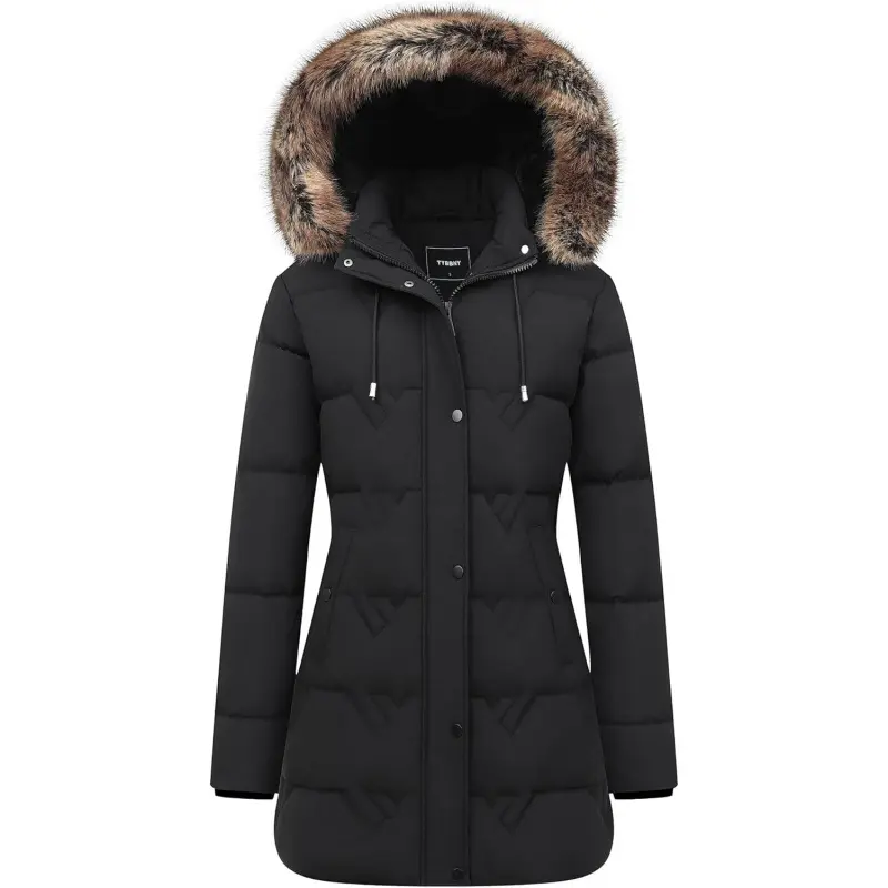 Women's Winter Coat Waterproof Long Insulated Parka with Detachable Hood