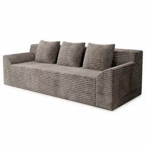 71" Boneless Corduroy Couch in a Box, 3-Seater Full Foam Cloud Sofa with 3 Throw Pillows, Slanted Armrests, Removable Washable Cover, No Assembly Required for Living Room and Apartment