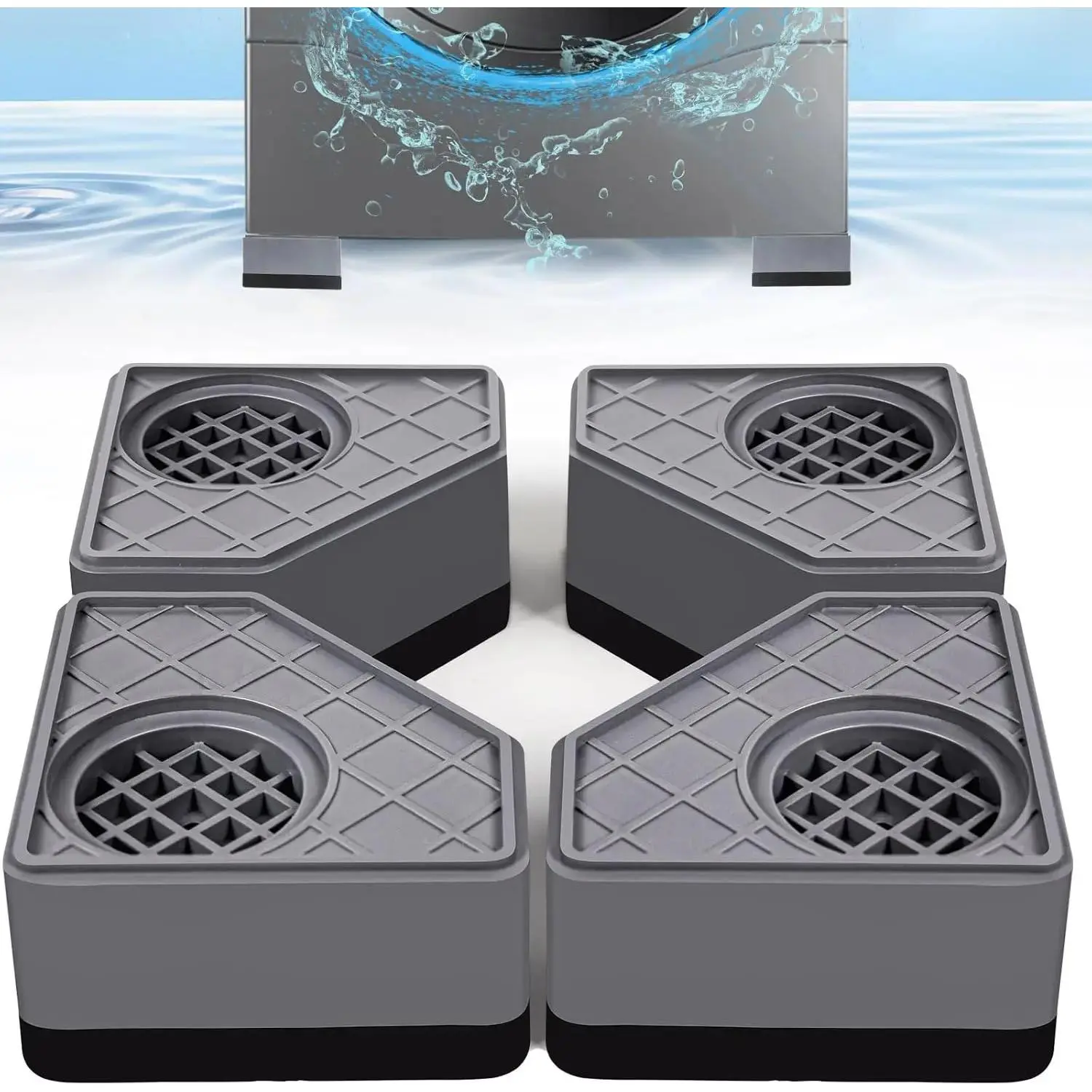 4Pcs Washing Machine Anti-Vibration Pads, Dryer Stabilizer Support Legs (1.8in Height Increase) - Stops Movement, Prevents Noise & Vibration Transfer