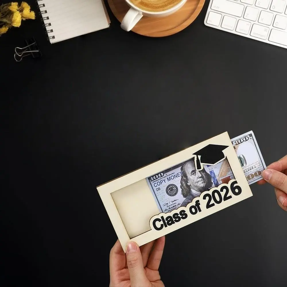 2026 Graduation Season Creative Cash Organizer, Personalized Wooden Wallet, Unique Design for Students, Practical Storage Solution