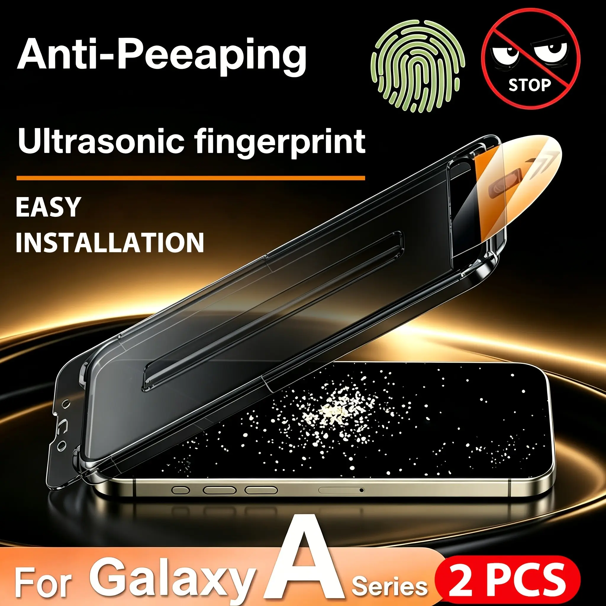 2 Pcs Full Cover Privacy Tempered Glass Protective Screen Protector For Samsung Galaxy A17 A07 A37 A57 A16 A26 A36 A56 A15 A25 A35 A55 A14 A24 A34 A54 A73 A53 5G A52 A52S A32 5G A12 Anti Spy Private Tempered Glass Film, 9H Hardness, Shatterproof