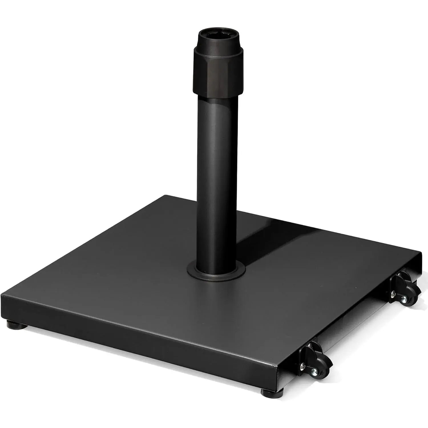 45lbs Patio Umbrella Base with Wheels - Heavy Duty Outdoor Patio Market Umbrella Stand for Deck with Rollers, Poolside, Balcony, Wind-Resistant Design, Black