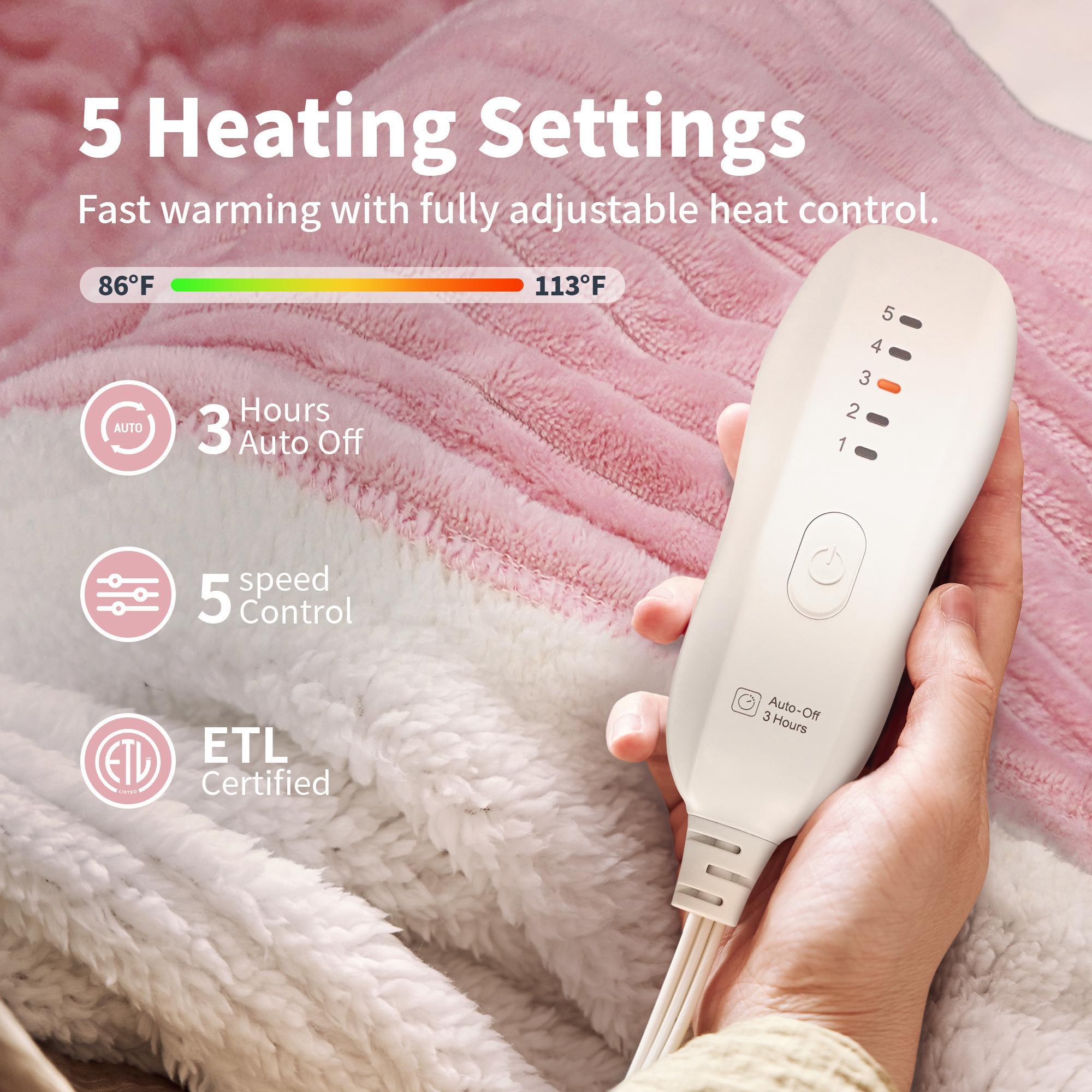 Electric Heated Blanket, 5 Heat Levels Electric Blanket with 3H Auto Shut-Off, Multifunctional Blanket, SHeating Blanket, oft Comfortable Warming Shawl for Home Office Travel, Portable Blanket