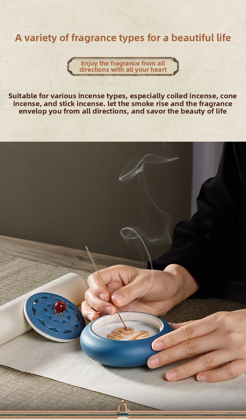 Lotus Heart Ceramic Incense Burner Set for Seal Agarwood & Coil Incense Traditional Bowl Shaped Aesthetic Tool incense stick holder