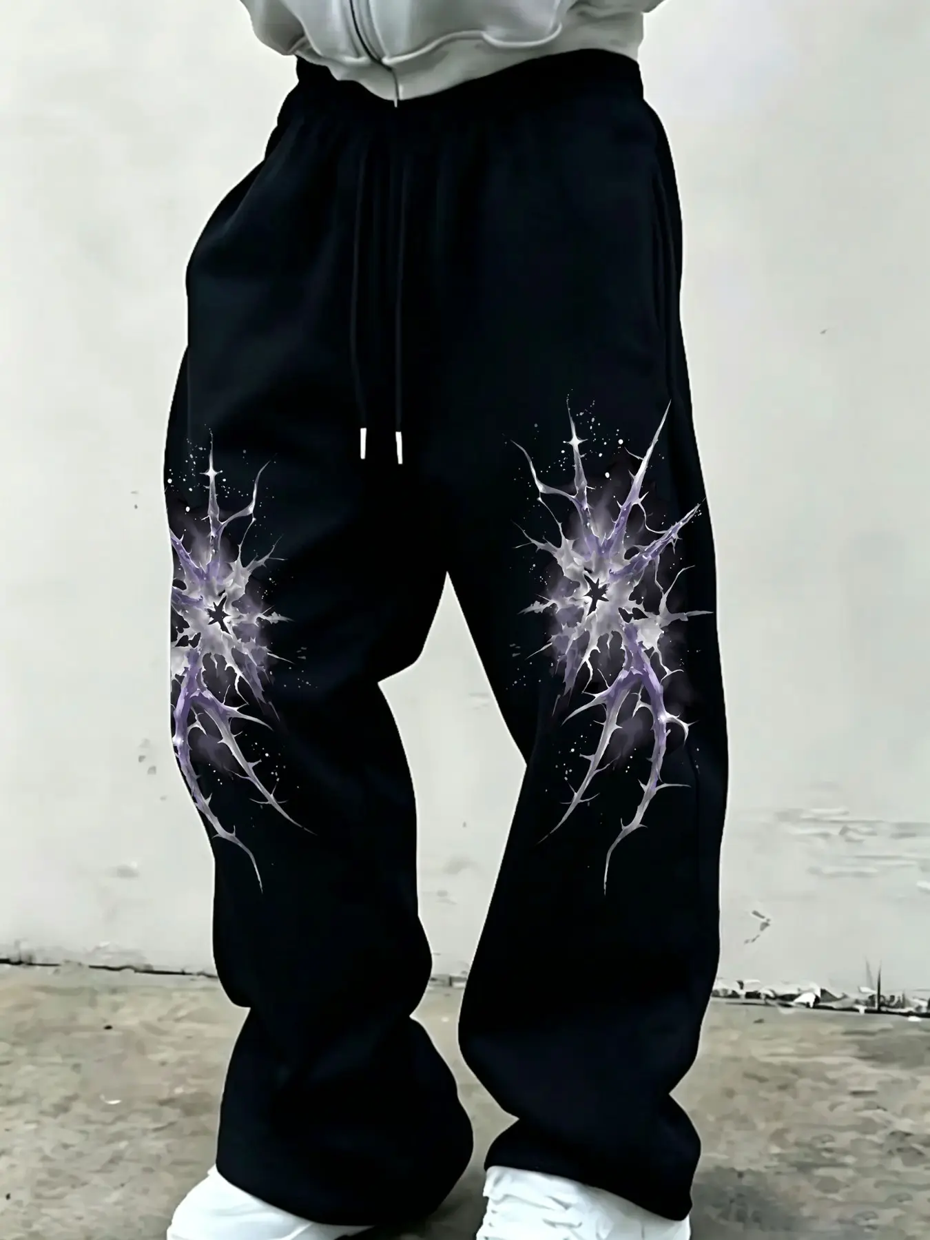 Wide Leg Sporty Sweatpants, Smooth Fall-Resistant Design, European High Street Style, Fashionable Drawstring High-Waist Long Pants