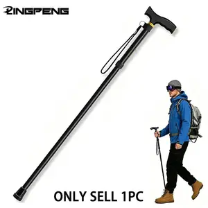 Outdoor Folding Hiking Stick, Portable Adjustable Walking Cane, Lightweight Non-Slip Trekking Staff, Extendable Senior Walker for Travel and Climbing, Hiking Gear