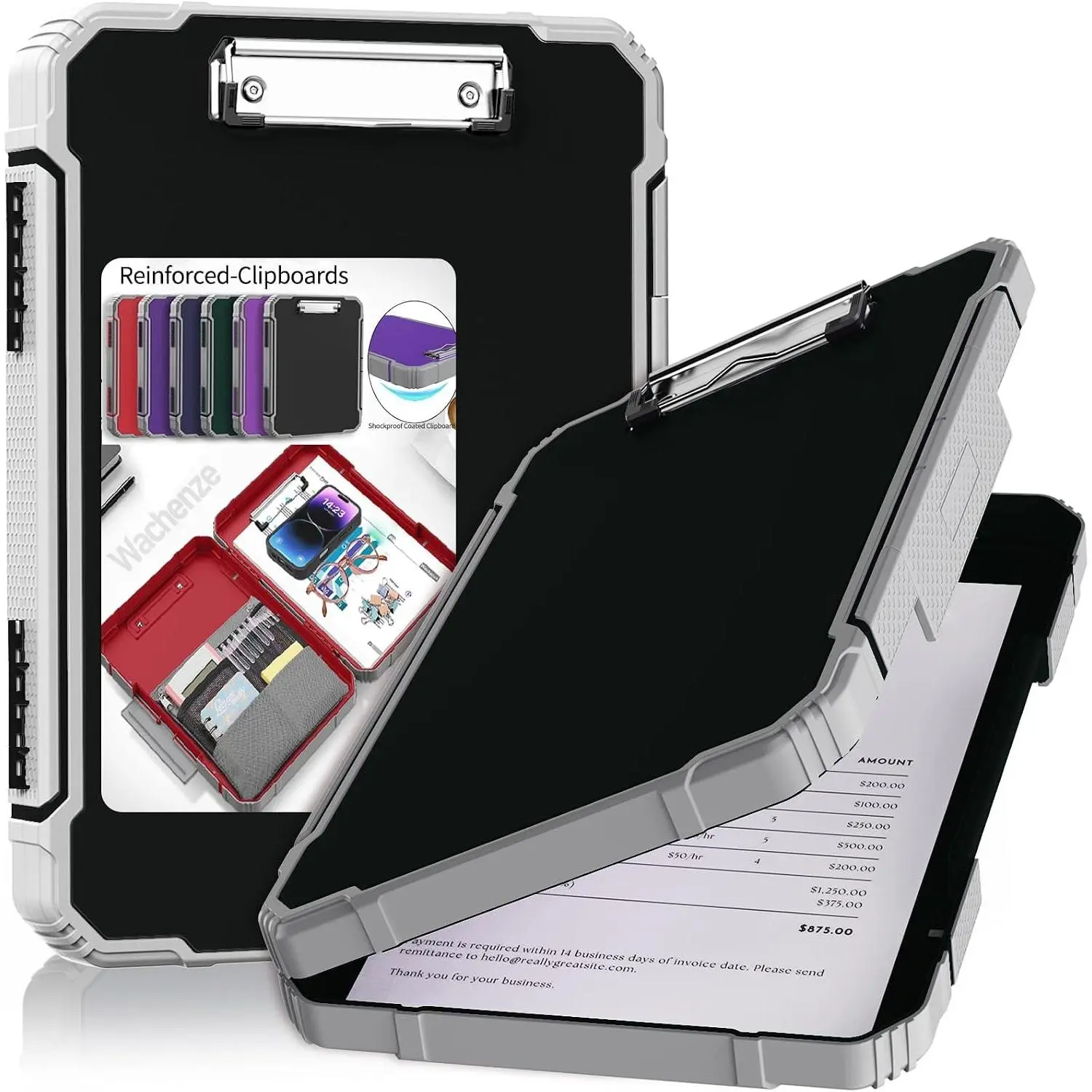 Plastic Thicker Storage Clipboard with Internal Pen Pouch, A4/Letter Size (8.5x11), High-Capacity Box Case for Contractors