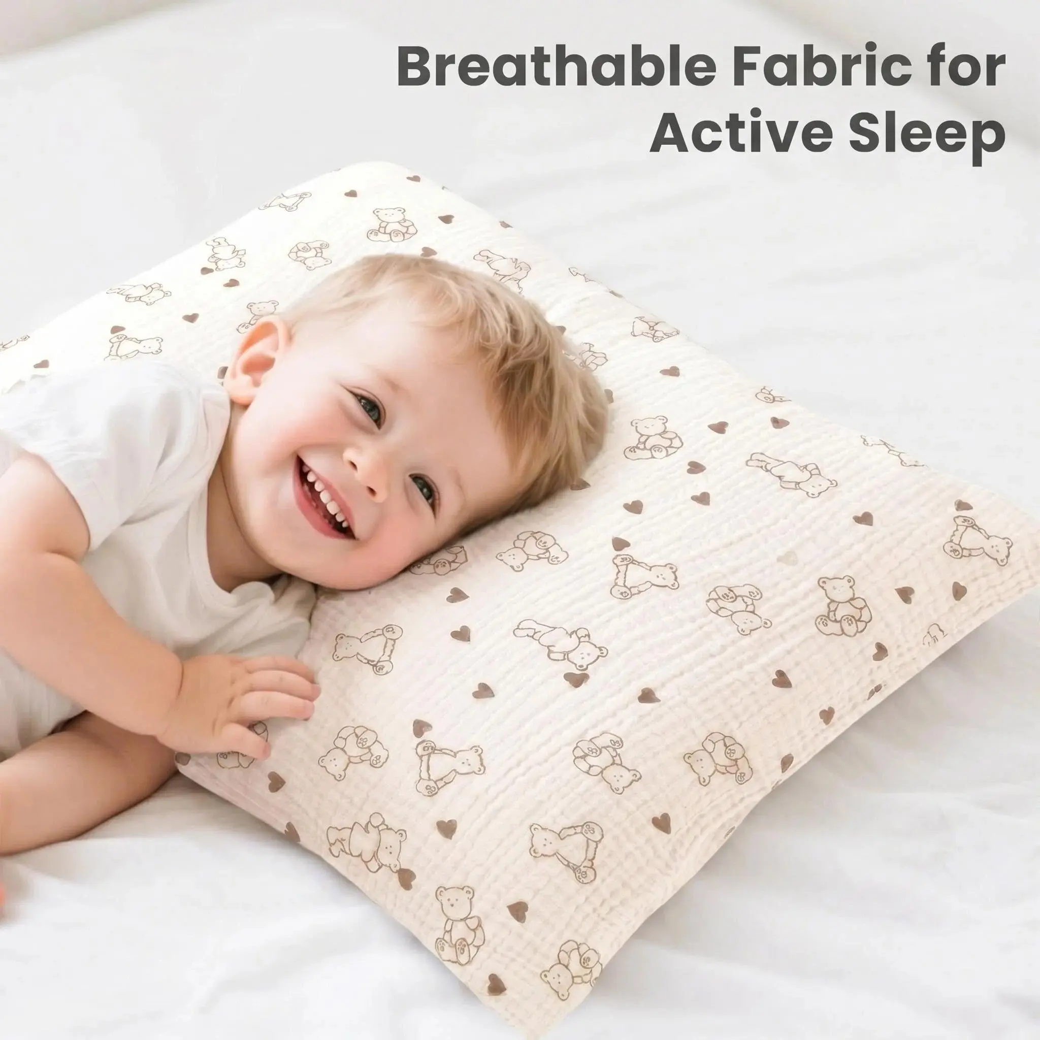 Four-Layer Mesh Printed Pillowcase, Breathable Fabric Envelope Style Kids Travel Pillowcase, Small Size 14.5x20in, Fits Multiple Sizes, Washable Bedding Supplies