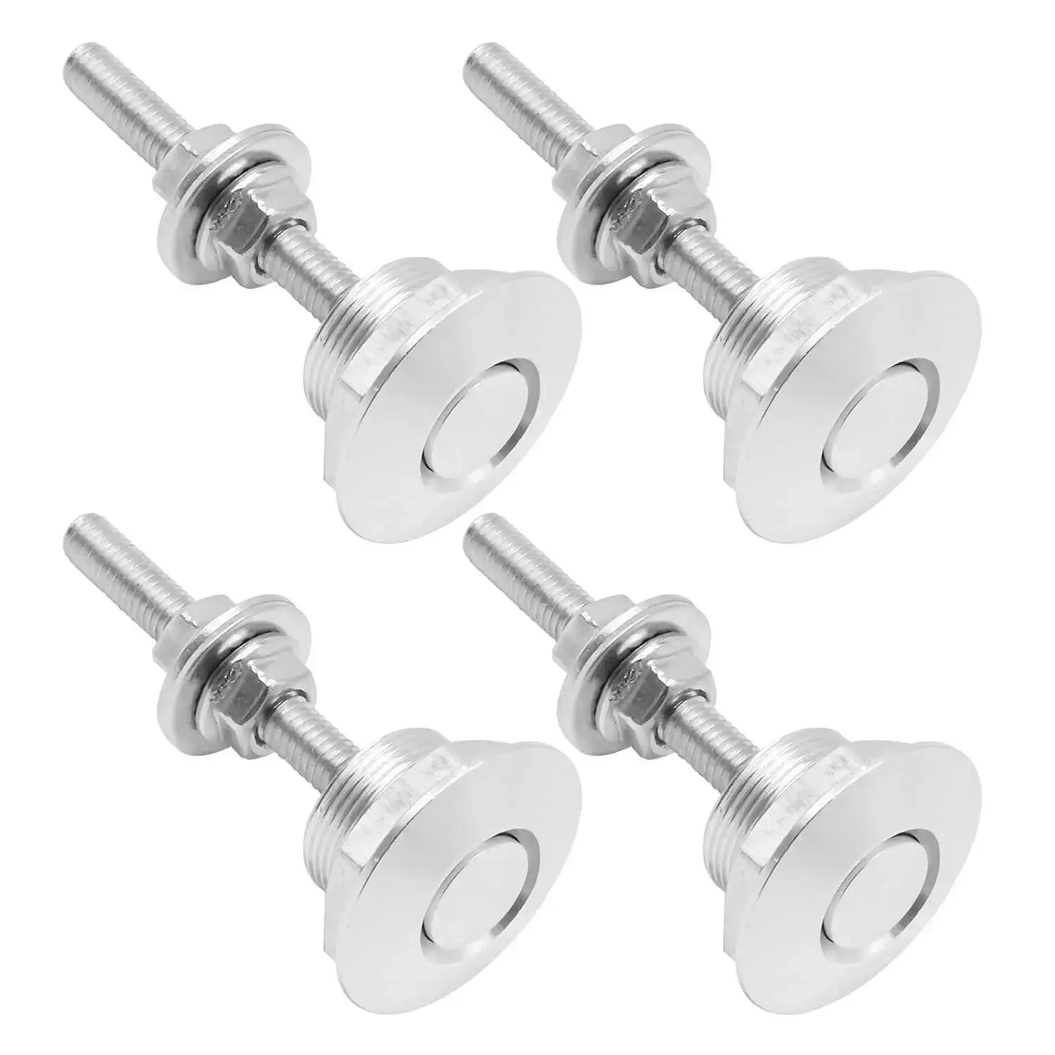 4Pcs Automotive Universal Aluminum Quick-Release Locking Latches - 1.25-Inch Diameter Silver Anodizing Treatment Fasteners, Easy to Use Fixing & Tightening Components for Bumpers, Cabinets