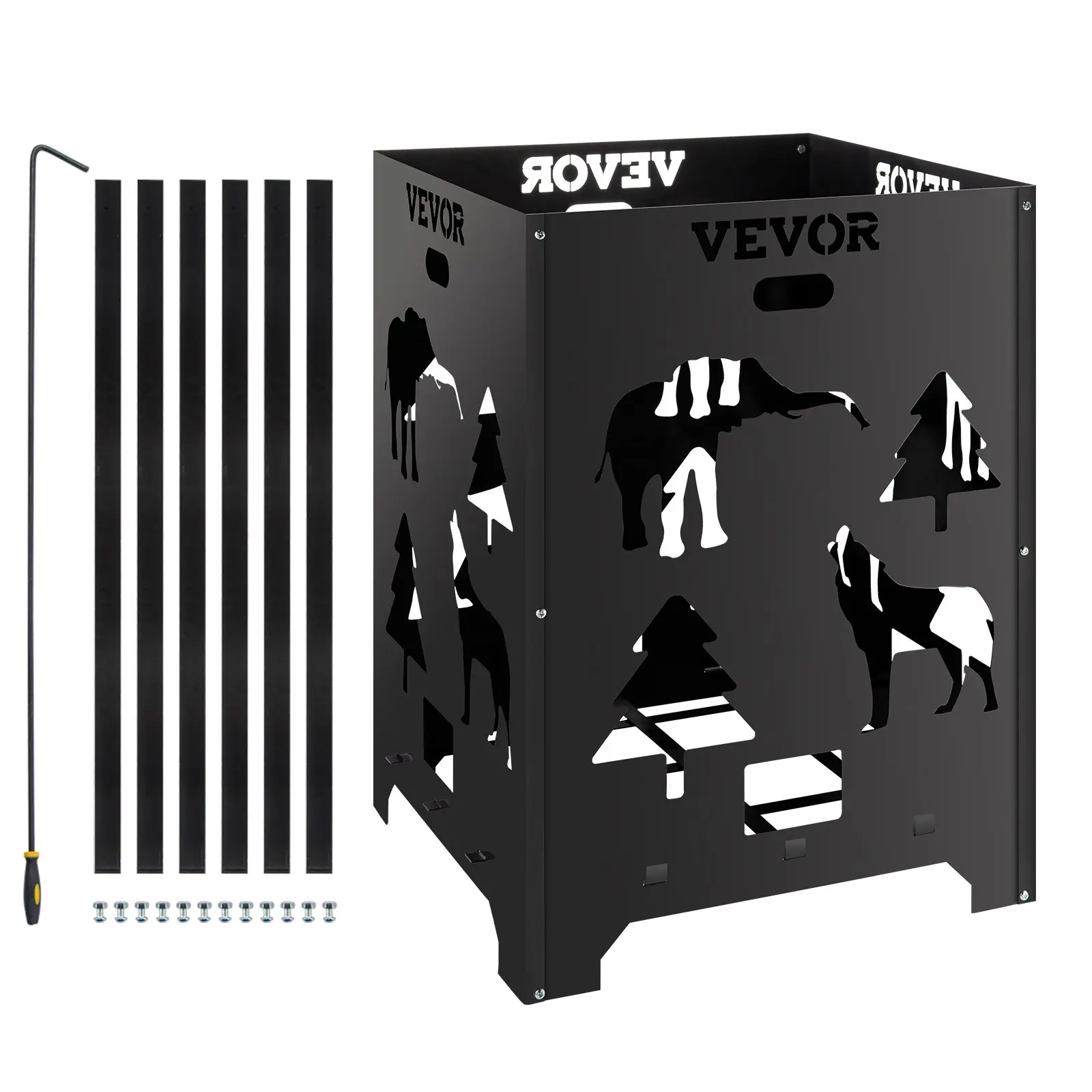 【DealsForYouDays】VEVOR Carbon Steel Burn Barrel, 21x21x27 inch Heat Resistant Incinerator with Lid, Carry Handle & Easy Install for Outdoors