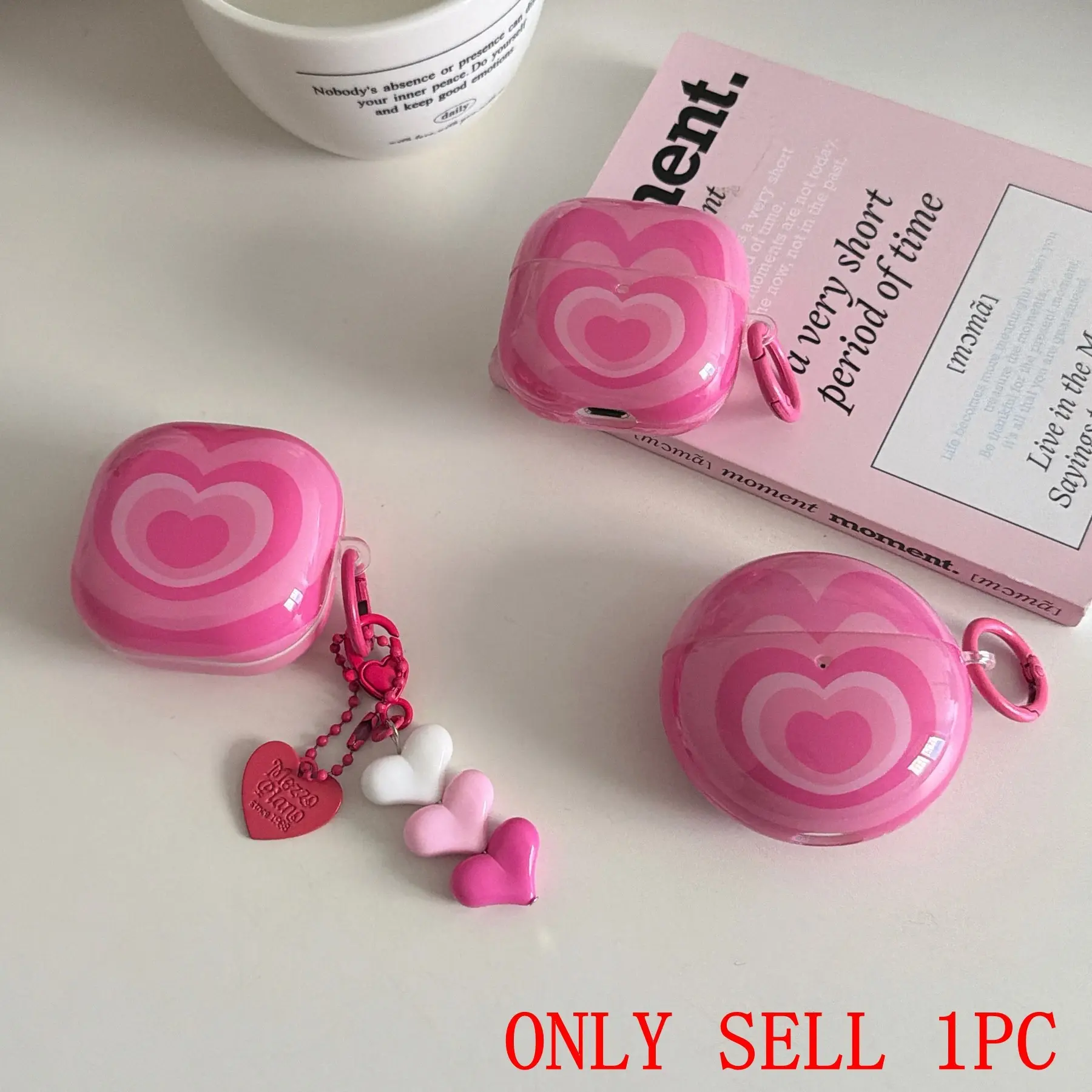 Gradient Heart Earphone Case, Headphone Accessories, Earbud Cover, Shockproof Full Coverage, Compatible with Huawei Freebuds, Samsung Buds, Sweet Style, Daily Use