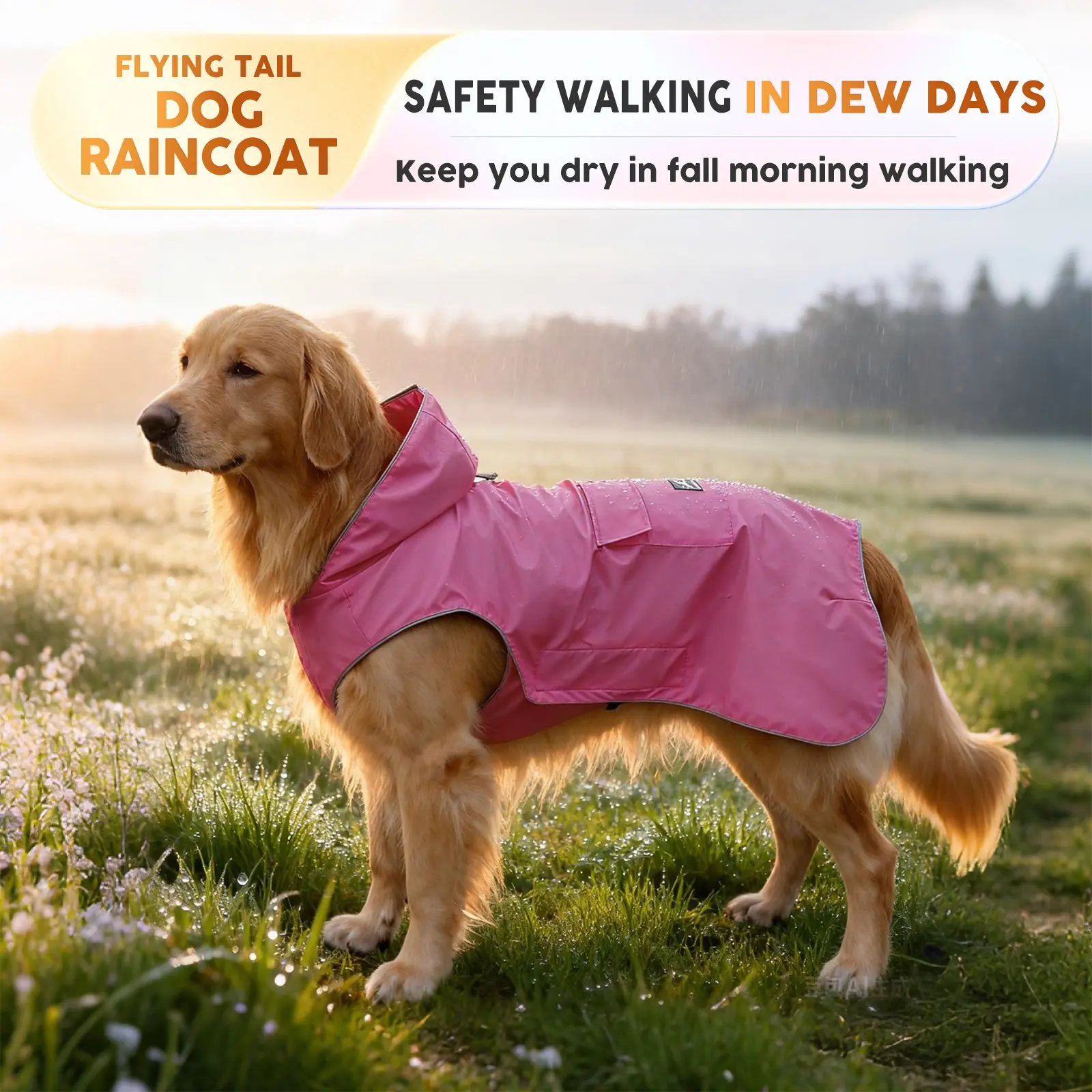 Not hardened Dog Raincoat, Dual-Layer Lined Puppy Coat, Soft & Warm Design, Fits Large Medium Small Dogs, Perfect for Cold Weather
