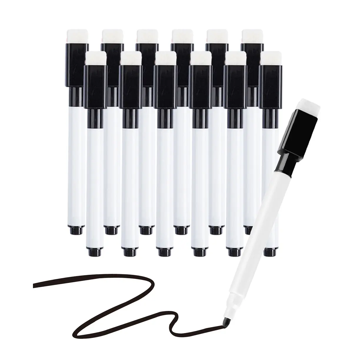 100-Pack Fine Tip Dry Erase Whiteboard Markers, Rubber Cap, Low Odor Smooth Writing, Multifunctional Office Supplies, Ideal for Classroom & Home Use, Fine Point Markers, Bulk Markers