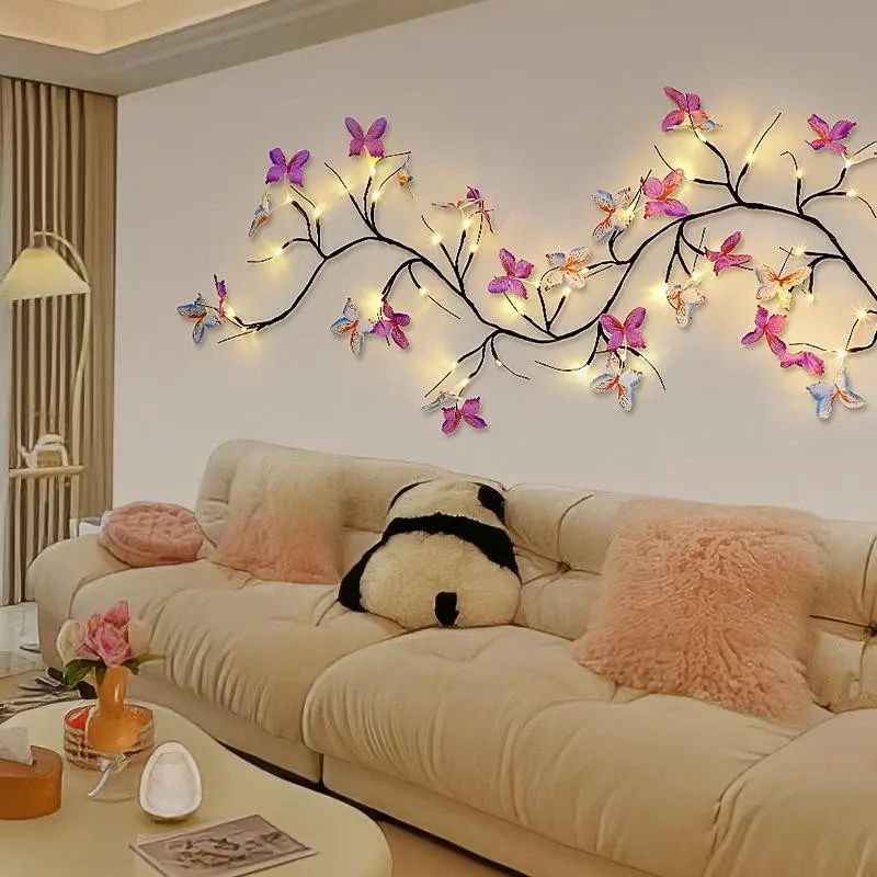 Butterfly Maple Cherry Blossom Willow Vine Light, Cherry Blossom Lights, 30 LED Bendable Artificial Plant Branches, 8 Lighting Modes, Indoor Decor, Holiday Decoration, Decorative Lights