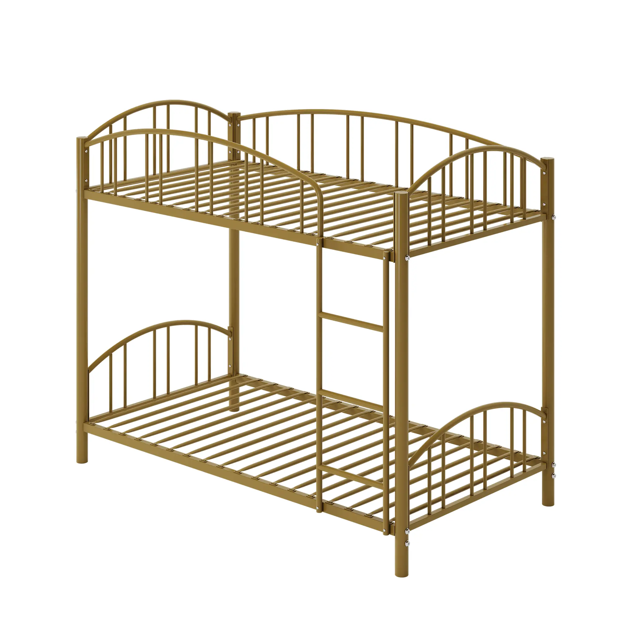 Heavy Duty Twin Over Twin Metal Bunk Bed for 2 Sleepers - Matte Black Sturdy Steel Frame, Silent Safety Ladder, Secure Arched Guardrail - Space-Saving Design, No Box Spring Needed - Ideal for Kids, Girls