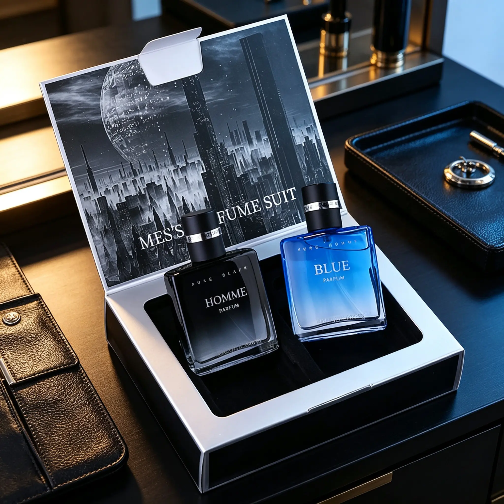 Men's Perfume 2-Pack, Blue & Long-Lasting Eau De Parfum, Romantic Party Cologne Gift Set, Ideal Birthday Anniversary Present