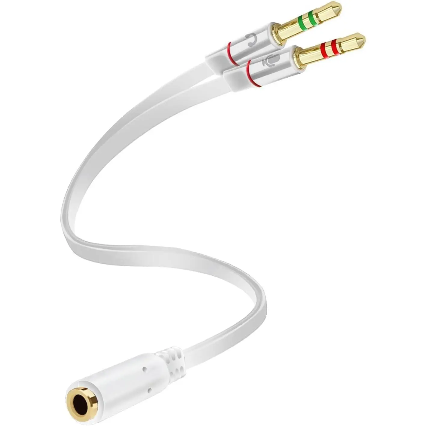 Headphone Splitter 3.5mm, Audio Splitter 2 Female to 1 Male, Y Splitters Cable for Headset Xbox PS4 Headset Microphone Computer Gaming Speaker PC Laptop, White,Protective,HDMI