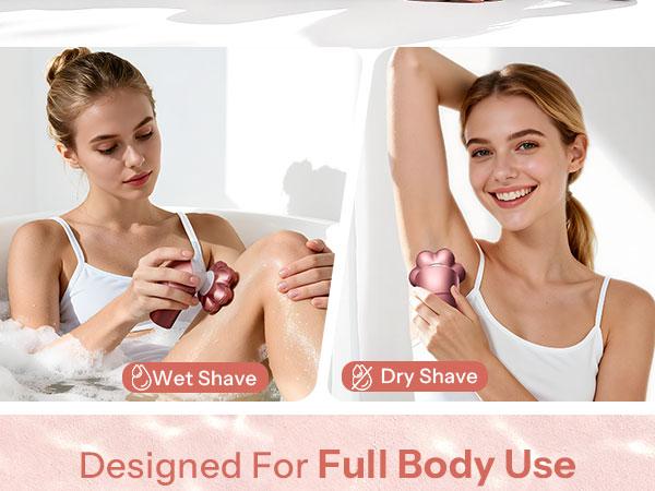 HiBig 7D Electric Legs & Body Shaver for Women - 5-in-1 Lady Grooming Kit for Bald Head, Legs & Armpits, Waterproof Rechargeable Painless Razor, Cordless Shaver with Floating Heads, Ideal Gift for Her