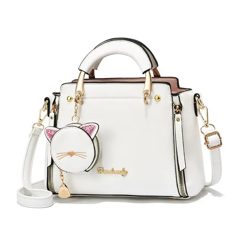 Kitten bag, sweet handbag, large-capacity women's bag, simple shoulder bag, small square bag