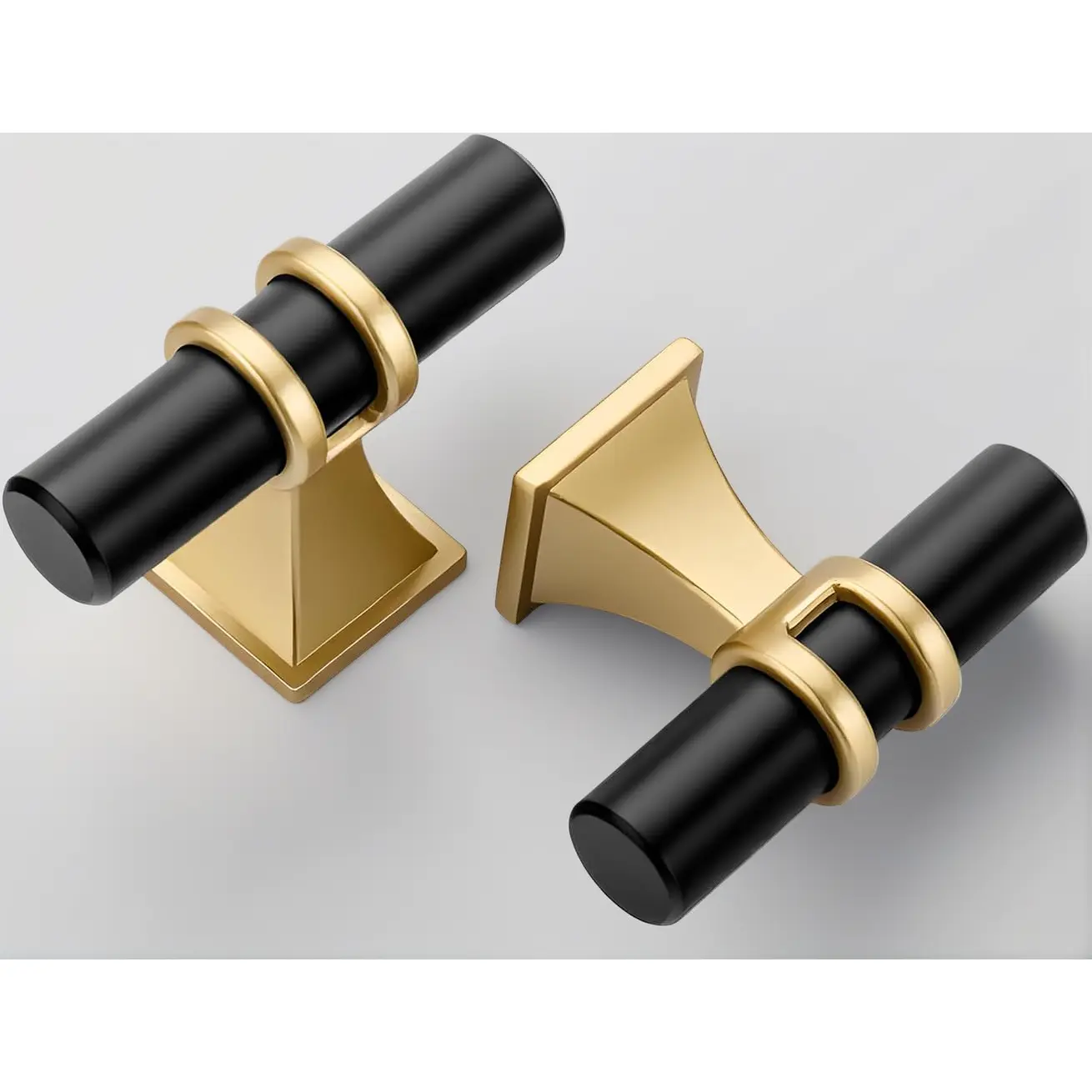 5 Pack Black & Gold Cabinet knobs - Modern Cabinet Pulls for Kitchen Cabinets, Dresser Drawers & Wardrobe Hardware, Durable Zinc Alloy with Matte Finish
