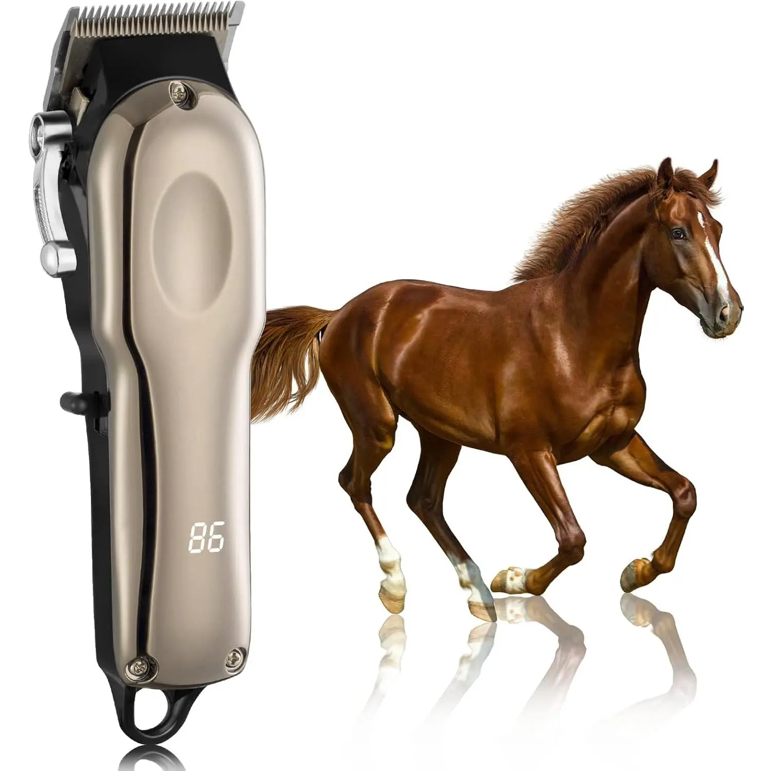 Cordless Quiet Horse Clippers, Professional Livestock Clippers with 4 Guide Guards, Electric Rechargeable Grooming Clippers for Horses Cats and Dogs