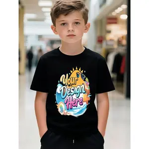 1PC Cool Ocean Wave Sunshine Boys T-Shirt Beach Surf Casual Sport Style Crew Neck Print Short Sleeve Slight Elastic Comfortable